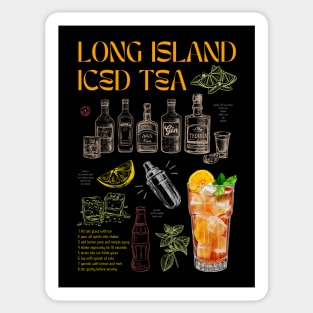 Vintage Long Island Iced Tea Cocktail Recipe Chalkboard Art Sticker